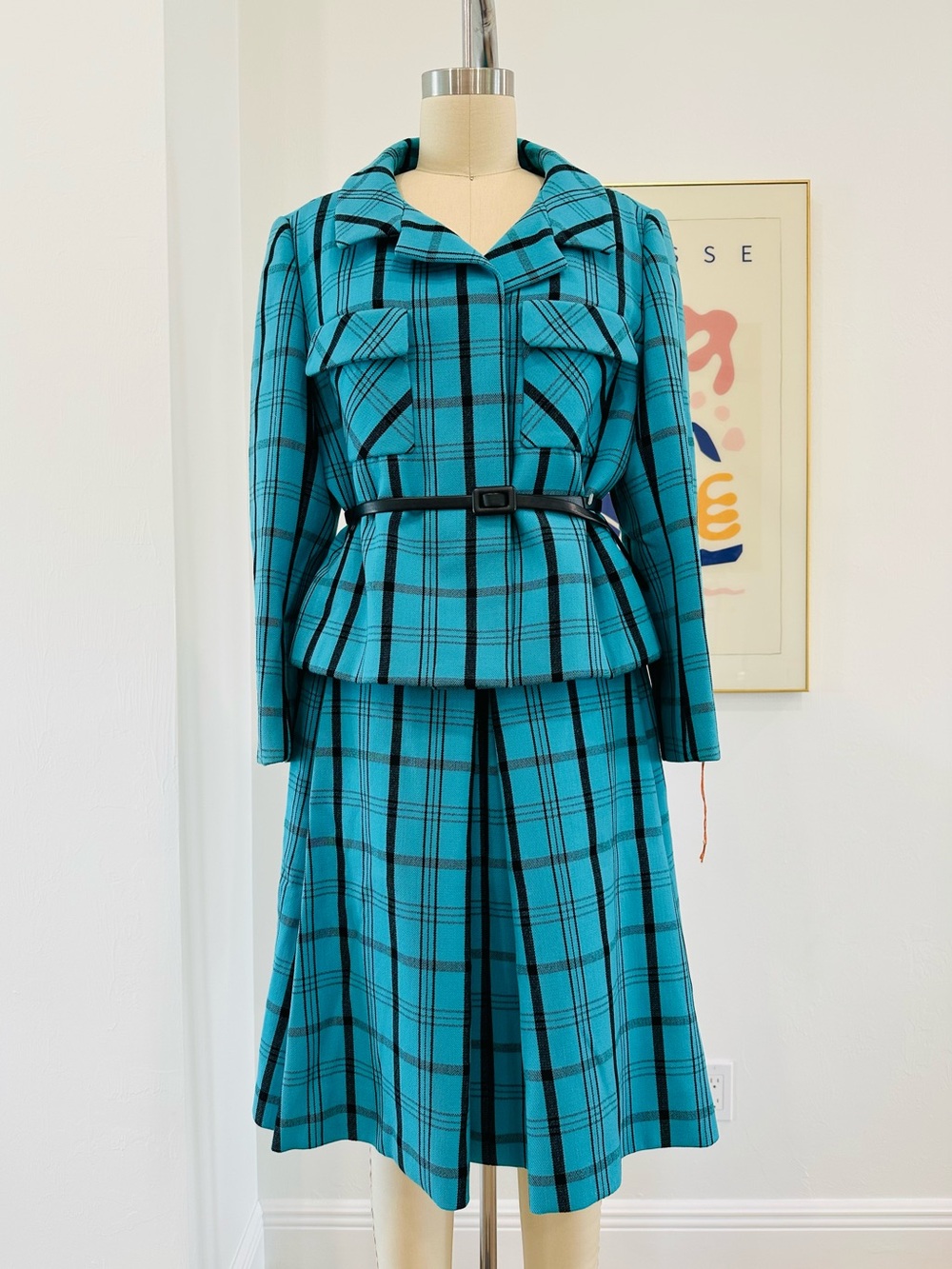 Vintage 60’s/70’s “Mad Men” Plaid Skirt & Jacket Suit - Picture 1 of 16